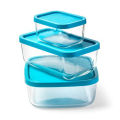 Rectangle shape glass bowls set with lids food container 3 pcs. 