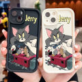 For Redmi A3 Back Cover Cartoon Tom Jerry Pattern Mobile Cover Soft Square Ladder Silicone Phone Case. 