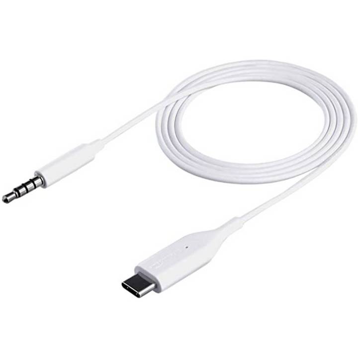 USB Type C to 3.5 mm Aux Cable for Headphones, Cars Pre Aux or Other Uses 4 Feets White
