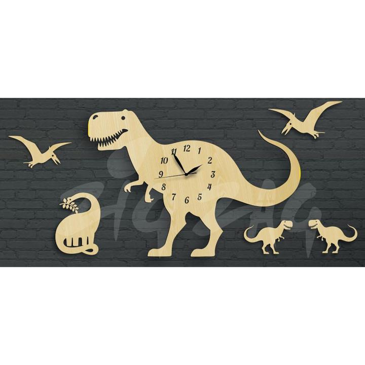 Dinosaur Shaped Wall Clock for kids room, Laser Cut 3D Animal Shaped Wall Hanging Clock