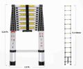 Aluminum telescopic ladder 3.8M 13 Feet's  Height..380cm Width..48.5cm Depth..8.8cm. 