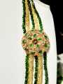 Green & Golden Long Mala Set | Multi-Layer Beaded Necklace Set with Matching Earrings Tikka – Traditional Party Jewelry for Women. 