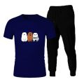 Anime Bear Tracksuit Printed T Shirt And Trouser Cotton Half Sleeves Summer Collection Top Quality For Women. 