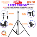 7feet Aluminium Tripod Stand / Mobile Holder / Ball Head Mobile Camera Holder Adjustable Portable for Mobile Phone & DSLR Camera Projector Softbox Select from Variation Accordingly-Black. 
