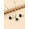 Latest fashion Silver Royal Blue Stone Jewelry Set For Girls. 