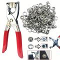 High Quality Metal Tich Button Clipper With 50 Buttons - Press Plier 9.5mm - Abaya Ring Metal Buttons Presser Machine Fastener Snap Buttons Kit - Tich Button Tool Kit. 