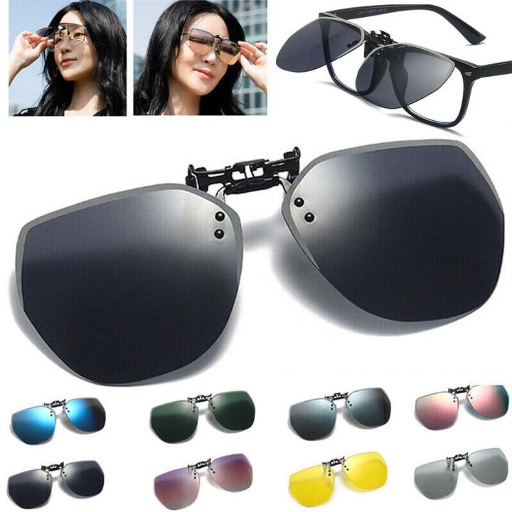 Round Polarized Clip On Sunglasses - Flip Up Pilot Style UV400 Protection For Men & Women