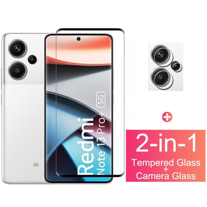 2 in 1 Tempered Glass Full Coverage Screen Protector Protective Film and Camera Lens Protector for Xiaomi Redmi Note 13 Pro Plus Pro+ 5G