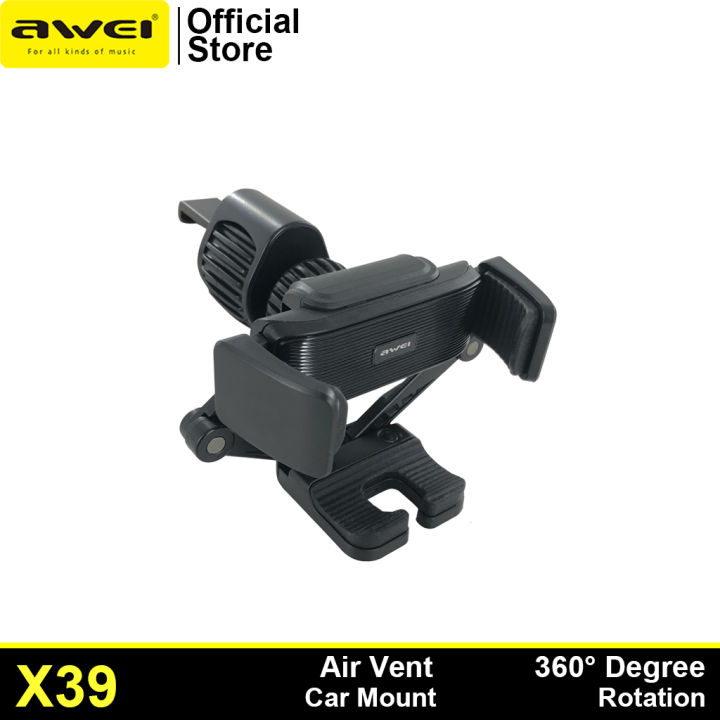 Awei X39 Car Phone Holder with Silicone Protection 360° Degree Rotatable Air Vent Car Holders Easy & Fast installation