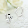 QiaQia Baby Princess 925 Silver Butterfly Zirconia Small Hoop Earring For Girls Child Wome Beautiful Aros Huggies Earring Jewelry. 
