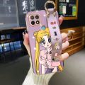 dienya For OPPO A15 Case With Wristband Cartoon Fashion Sailor Moon New Design Thin Shockproof Phone Case Pattern Plating Silicone Casing Full Cover Camera SoftCase Protection Cases. 