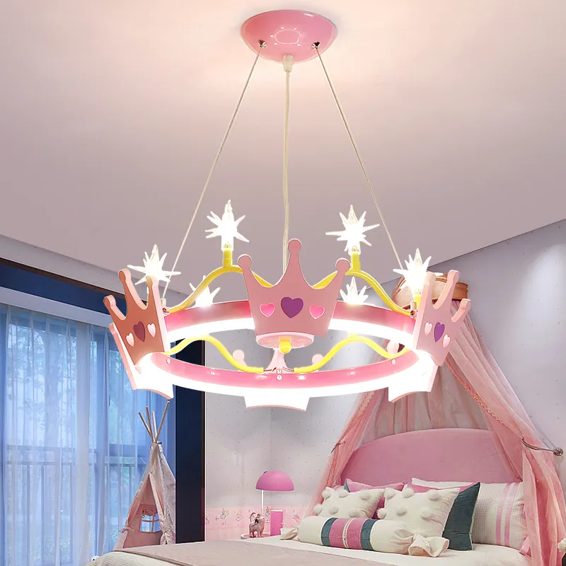 Girls Kids Room Chandelier LED Pink Ceiling Chandeliers Bedroom