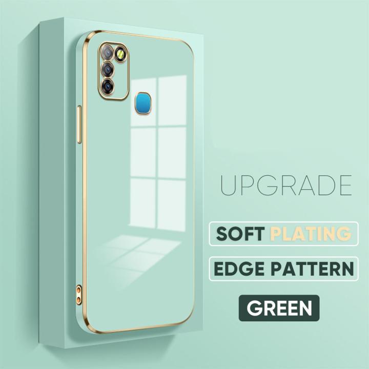 TA for Infinix Smart 5 / X657 / X657B / X657C Back Cover + Free Lanyard Colour Luxury 6D Plating Case Side Pattern Soft Silicone Square Phone Cases