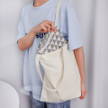 White Canvas Shopping Bags Eco Reusable Foldable Shoulder Bag Large Handbag Fabric Cotton Tote Bag for Women Shopping Bags. 