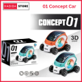 01 Concept Car – Futuristic Battery Operated Transparent Gear Toy Car with 360° Rotation, LED Lights & Music – Electric Bump-and-Go Toy Car for Kids Boys & Girls. 