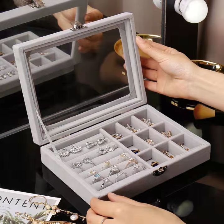 Fashion Portable Velvet Jewelry Ring Jewelry Display Organizer
