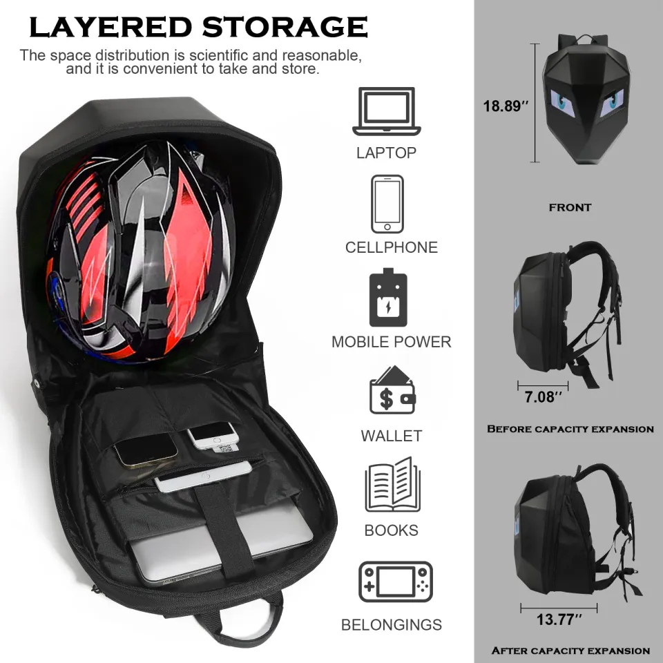 LED Eye Rider Backpack Motorbike Helmet Laptop Bag