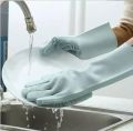 Reusable Silicone Cleaning Gloves with Scrubber – Heat Resistant Magic Washing Gloves Pair for Kitchen, Dishwashing, Car & Household Cleaning. 