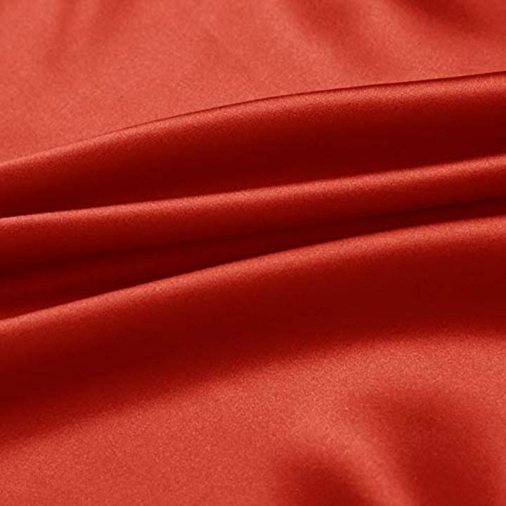 Red Plain Pure Silk Satin Fabric - High Quality