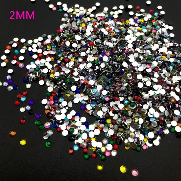2MM Mix Color 3D Flat Rhinestones Nail Art Decoration Crystal