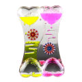 Double Heart Liquid Motion Bubble Drip Oil Hourglass Timer Clock Kids Toy Gift. 