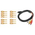 7 Pairs Open Screw Banana Plugs with HDMI to RCA Cable 1080P HDMI Male to 3 RCA S-Video AV Audio Cable Cord Adapter. 