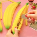 【2023NEW】Simulation banana shape silicone pencil case pencil bags quare pen bag student stationery school supplies storage Cartuchera. 