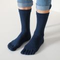 3 Pairs Large Mens Five Finger Long Socks Solid Cotton Autumn Winter Warm Thick Sock Mid-Calf 5 Toe Casual Business Work Socks. 