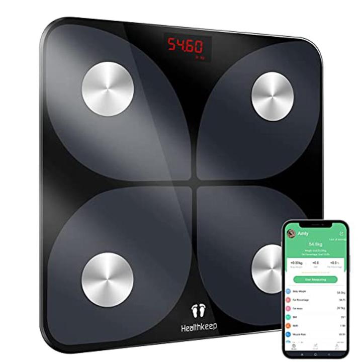 Body Fat Scale Smart BMI Scale Digital Bathroom Wireless Weight Scale, Body Composition Analyzer with Smartphone App with Bluetooth, 396 lbs (deep Black)