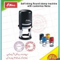 Pre ink round stamp machine with customize detail. 