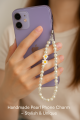 Personalized Beaded Mobile Phone Charm – Custom Name Wrist Strap for Girls | Trendy Pearl & Bead Mobile Accessory for Teens. 