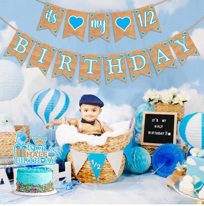 Half Birthday Decorations For Baby Boy and Baby Girl 6 Months-Half Birthday Banner