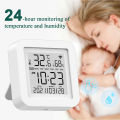 WiFi Temperature and Humidity Sensor Tuya Smart Home Device with LCD Screen APP Remote Monitor. 