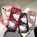 Hontinga for Vivo Y28 4G Back Cover Cute Shy Hello Kitty Pattern Ladder Soft Camera Protection Rubber Phone Case for Girls. 