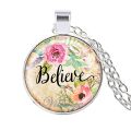 Faith Dream Love Hope Vintage Believe Art Letter Printed Glass Cabochon Pendant Necklace For Women Men Quote S. 