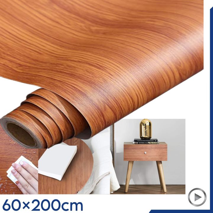 SHERICE 2meters Self Adhesive Wooden Texture Sheet for Wall Decor Kitchen Wardrobe Cabinet Door - PVC Vinyl Wallpaper