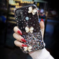 For OPPO A53 2020 Cover Fashion 3D Diamond Butterfly Shiny Glitter Starry Space Phone Case Clear Soft TPU Silicone Shockproof Protective Back Cover. 