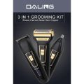 Daling – 3 in 1 Rechargeable Electric Double Shaver Machine with Razor Head, Nose Trimmer Head, Mini Trimmer – Model: DL-9001. 