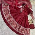 Fabulous Launch 3 piece stitched designer embroidered silk maxi or frock for girls and women | silk |. 