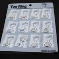 12 Pcs/Pack Elastic Rhinestone Decor Toe Rings Mixed Color Feet Jewelry Charms. 
