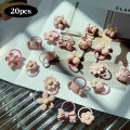 New I LOVE DADDY&MUMMY-20Pc/et Cute cartoon bunny girl hair rope bow elatic rubber band flower children hair band baby hair acceorie. 