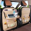 CAR BACK SEAT ORGANIZER WITH FOLDABLE TABLE TRAY, PU LEATHER CAR BACK SEAT ORGANIZER FOR BABIES TOYS STORAGE WITH FOLDABLE DINING TABLE HOLDER POCKET (1 PIECE). 