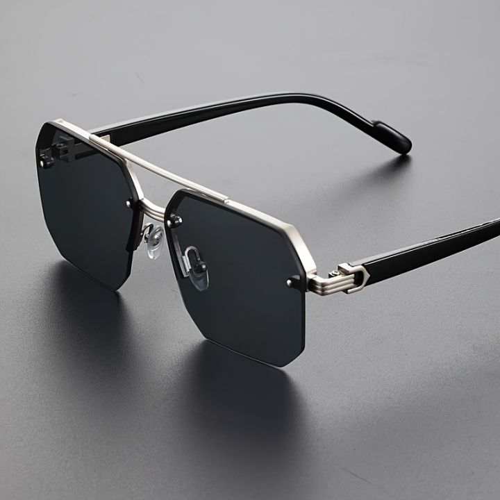 Trendy Cool Half Rim Aviator Sunglasses Polygonal Frame Double Bridges trendy-cool-half-rim-aviator-sunglasses-polygonal-frame-double-bridges