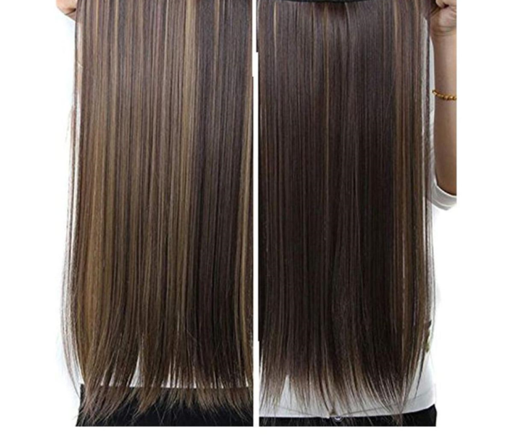 Comb Straight Hair Extension Golden And Black Striking - 27Inch