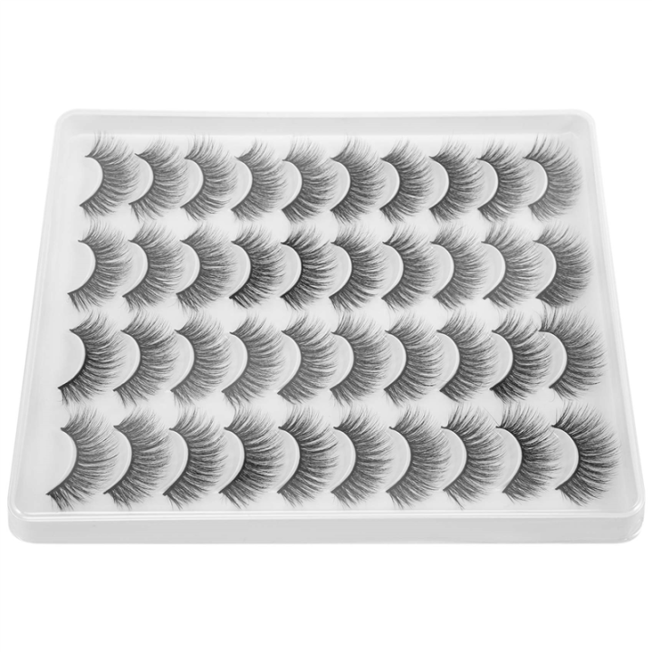 20 Pairs 3D Chemical Fiber Lashes Natural False Eyelashes Dramatic Volume Fake Lashes Makeup Extension Eyelashes