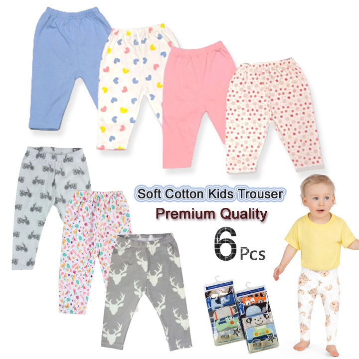 6 12 Pcs Set Soft Cotton Trouser 0 Month to 12 Month Newborn Baby Babies Pajama For Kids Boys and Girls New Born Legging Pant Summer and Winter Trousers Bottom Cloth and accessories Daraz.pk