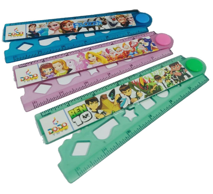 Cute Cartoon Folding Ruler - Plastic Foldable Ruler - 12 Inches (Random Character / Colour)