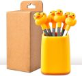 Fruit Fork 6 Stainless Steel Cake Forks Small Duck with Jar Choices for Cakes with Cute Animals for Afternoon Tea Dessert Tableware. 