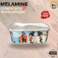 Melamine Lunch Box with Transparent Cap - Kids Cartoon Printed - Best for School, Office, Travel & Home Use. 
