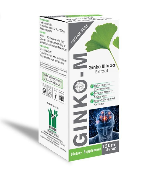 Ginko-M Syrup 120ml / 240ml – Memory Boost, Brain Health & Mental Clarity – Supports Focus & Cognitive Function 120ml / 240ml